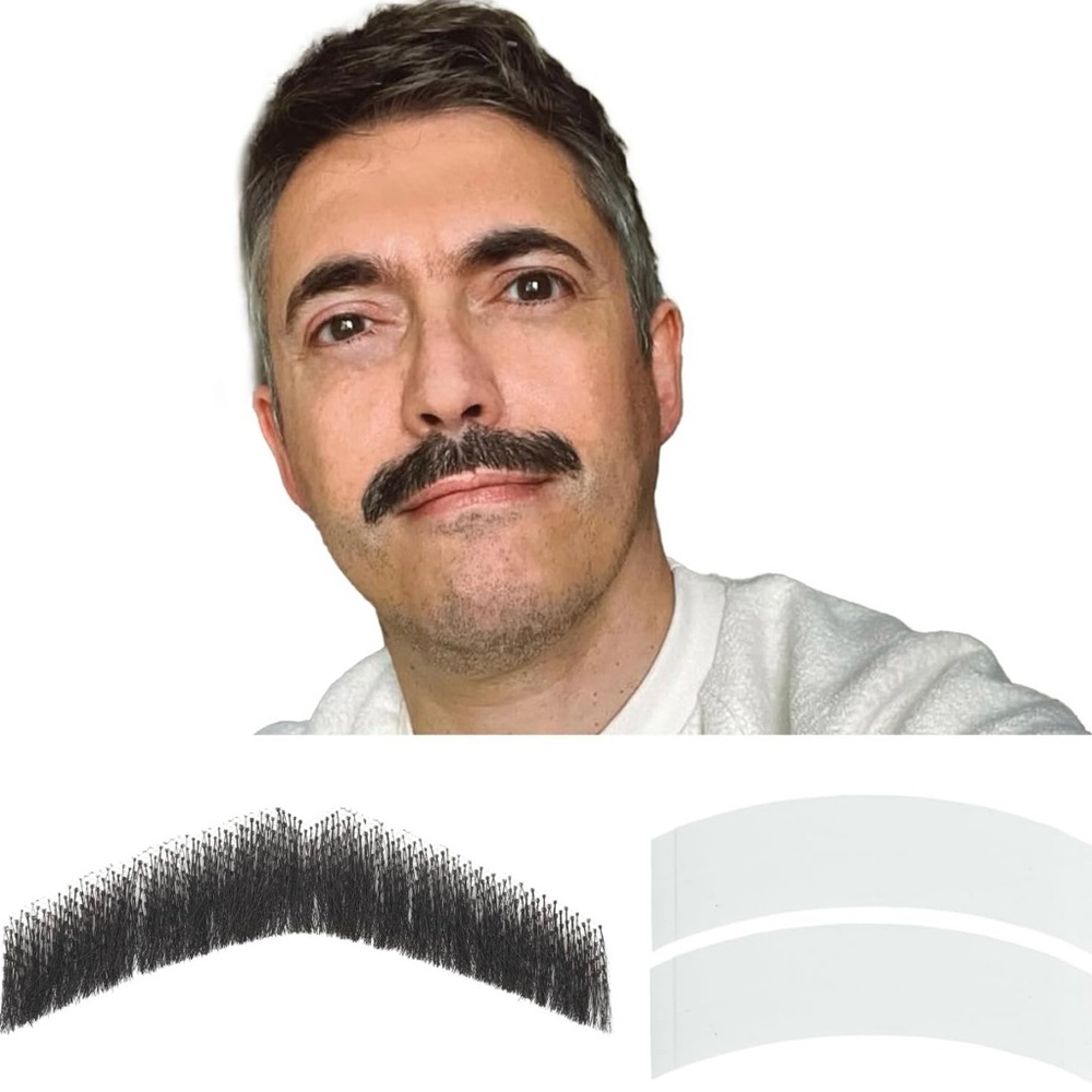 Human Hair Natural Look Black Mustache Grooming Kit